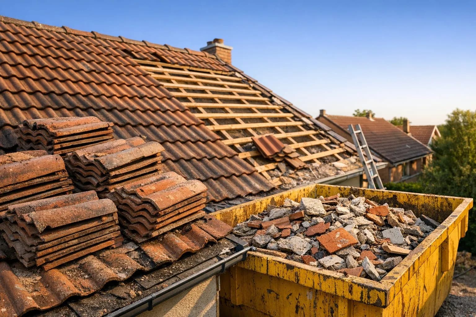 Dachsanierung: Container und Entsorgung planen