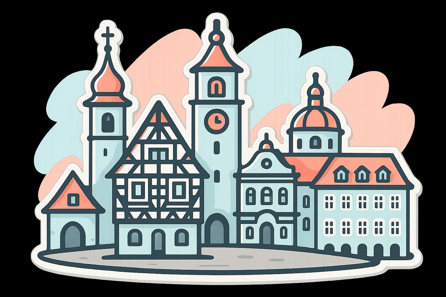 Blick auf Offenburgs Innenstadt mit historischen Gebäuden und Marktplatz