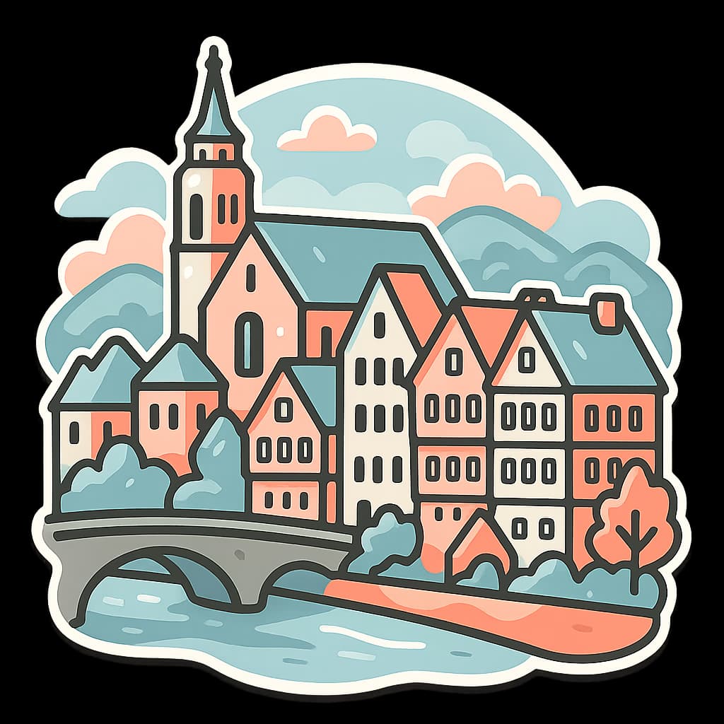 Blick über die historische Altstadt von Tübingen mit Neckar und charakteristischer Architektur