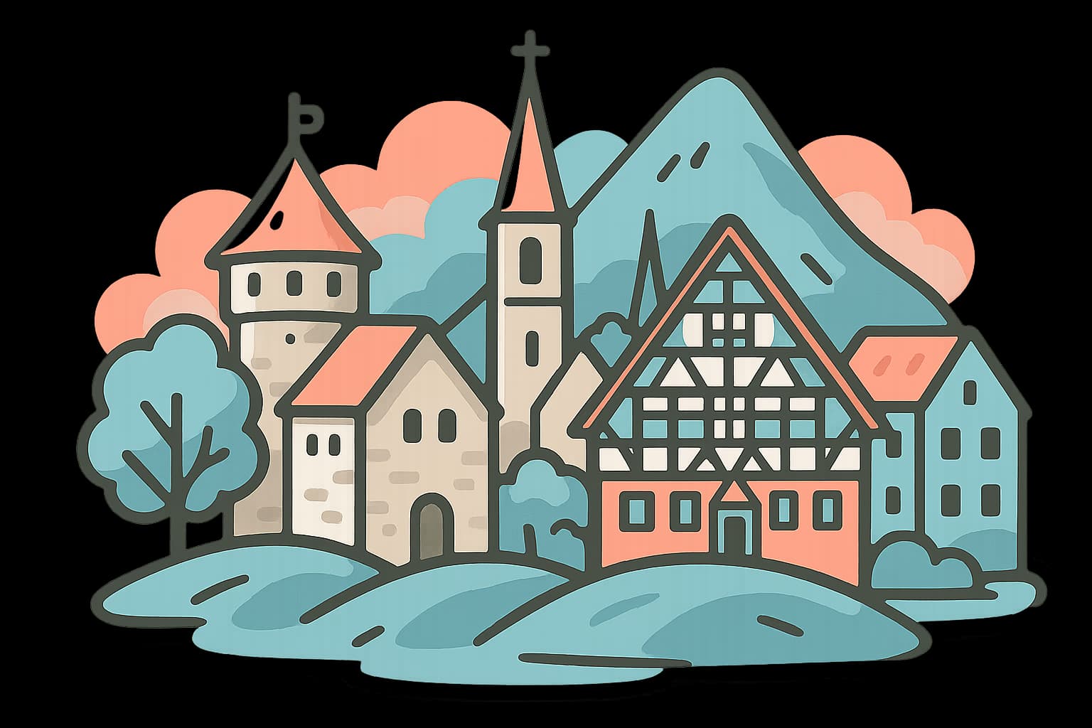 Blick über Kirchheim unter Teck mit historischer Altstadt und Teckberg im Hintergrund